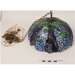 Tiffany Style Hand-Made Stained Glass Purple Wisteria Hanging Chandelier (121690)