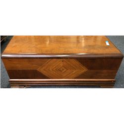 Vintage Cedar Trunk with Inlaid Wood Patterns (110741)