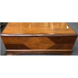 Vintage Cedar Trunk with Inlaid Wood Patterns  (110741)