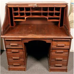 Vintage Oak Roll Top Desk  (119975)