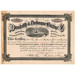 Dunleith & Dubuque Bridge Company Stock Certificate, Signed by Stuyvesant Fish  (111249)