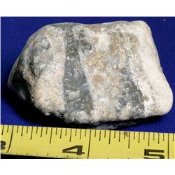 Native Gold in Banded Quartz Cobble (119014)