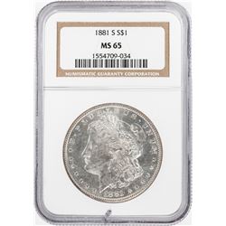 1881-S $1 Morgan Silver Dollar Coin NGC MS65