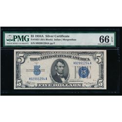 1934A $5 Silver Certificate PMG 66EPQ