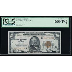 1929 $50 New York Federal Reserve Bank Note PCGS 65PPQ