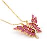 Image 2 : Plated 18KT Yellow Gold 4.05ctw Ruby and Diamond Pendant with Chain