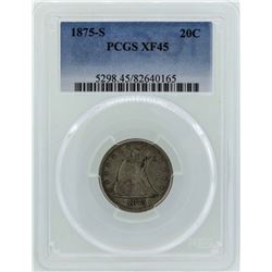 1875-S Seated Liberty Twenty Cent Piece Coin PCGS XF45