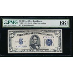 1934A $5 Silver Certificate PMG 66EPQ