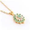 Image 2 : Plated 18KT Yellow Gold 1.00ctw Emerald and Diamond Pendant with Chain