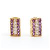 Image 1 : Plated 18KT Yellow Gold 1.02ctw Amethyst and Diamond Earrings