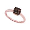 Image 1 : Womens Round Red Color Enhanced Diamond Square Cluster Ring 1/8 Cttw 10kt Rose Gold - REF-14F5W