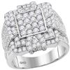 Image 1 : Mens Round Diamond Square Cluster Ring 3 Cttw 10kt White Gold - REF-164X5A