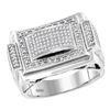 Image 1 : Mens Round Diamond Domed Rectangle Frame Cluster Ring 1/2 Cttw 10kt White Gold - REF-45R5X