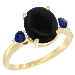 1.79 CTW Onyx & Blue Sapphire Ring 14K Yellow Gold - REF-30W3F