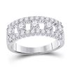 Image 1 : Womens Round Diamond Right Hand Three-Row Band Ring 1 Cttw 14kt White Gold - REF-69K9Y
