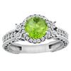 Image 1 : 1.46 CTW Peridot & Diamond Ring 14K White Gold - REF-77K8W