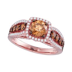 Round Brown Diamond Solitaire Bridal Wedding Engagement Ring 1-7/8 Cttw 14kt Rose Gold - REF-307N5F