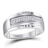 Image 1 : Mens Round Diamond Band Ring 1/6 Cttw 10kt White Gold - REF-18X9A