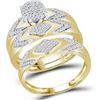 Image 1 : His Hers Round Diamond Cluster Matching Wedding Set 3/8 Cttw 10kt Yellow Gold - REF-41H9R