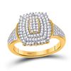 Image 1 : Womens Round Diamond Rectangle Cluster Ring 1/4 Cttw 10kt Yellow Gold - REF-23N9F