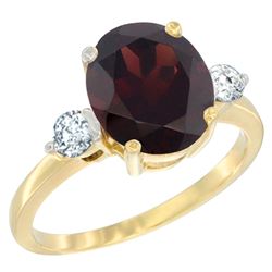 2.60 CTW Garnet & Diamond Ring 14K Yellow Gold - REF-70F9N