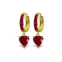 Genuine 3.65 ctw Ruby Earrings 14KT Yellow Gold - REF-67R9P