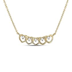 Womens Round Diamond Heart Necklace 1/20 Cttw 14kt Yellow Gold - REF-21M5H