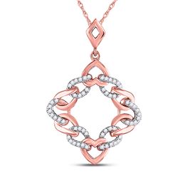Womens Round Diamond Heart Square Pendant 1/6 Cttw 10kt Rose Gold - REF-12N9F