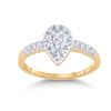 Image 1 : Womens Round Diamond Teardrop Ring 1/5 Cttw 10kt Yellow Gold - REF-14X5A