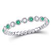 Image 1 : Womens Round Emerald Diamond Dot Stackable Band Ring 1/6 Cttw 10kt White Gold - REF-13M9H