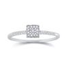 Image 1 : Womens Round Diamond Square Cluster Ring 1/20 Cttw 10kt White Gold - REF-9H9R