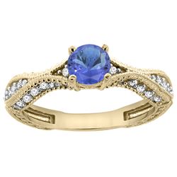 0.84 CTW Tanzanite & Diamond Ring 14K Yellow Gold - REF-70Y2V