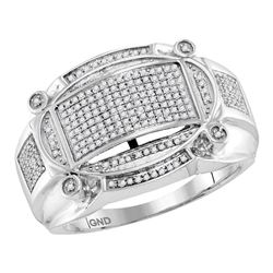 Mens Round Diamond Oval Rectangle Cluster Ring 1/2 Cttw 10kt White Gold - REF-48X5A