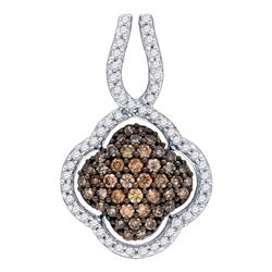 Womens Round Brown Diamond Quatrefoil Pendant 1/2 Cttw 10kt Yellow Gold - REF-19H9R