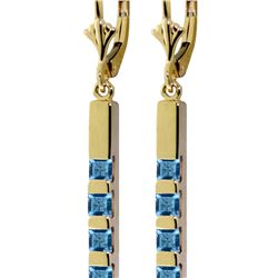 Genuine 0.70 ctw Blue Topaz Earrings 14KT Yellow Gold - REF-55T2A