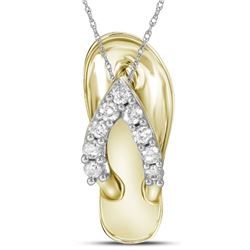 Womens Round Diamond Flip Flop Sandal Nautical Pendant 1/6 Cttw 10kt Yellow Gold - REF-13R9X