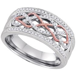 Womens Round Diamond Filigree Band Ring 1/4 Cttw 10kt Two-tone Gold - REF-29H9R