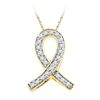 Image 1 : Womens Diamond Ribbon Awareness Symbol Pendant 1/10 Cttw 10k Yellow Gold - REF-6M9H
