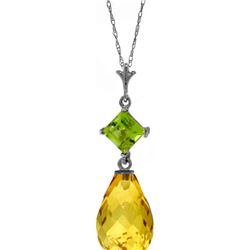 Genuine 5.5 ctw Citrine & Peridot Necklace 14KT White Gold - REF-22K2V