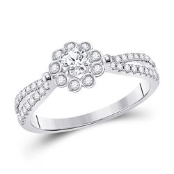 Round Diamond Solitaire Bridal Wedding Engagement Ring 1/2 Cttw 14kt White Gold - REF-52X5A