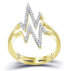 Womens Round Diamond Double Heartbeat Ring 1/5 Cttw 10kt Yellow Gold - REF-14H9R