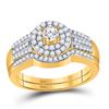 Image 1 : Round Diamond Bridal Wedding Ring Band Set 1/2 Cttw 10kt Yellow Gold - REF-41H9R