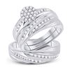 Image 1 : His Hers Round Diamond Cluster Matching Wedding Set 3/4 Cttw 10kt White Gold - REF-58N9F