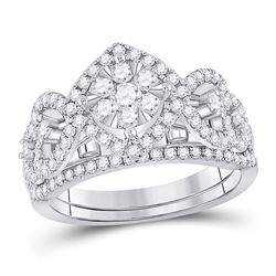 Round Diamond Bridal Wedding Ring Band Set 1 Cttw 14kt White Gold - REF-85W9K