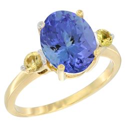 2.63 CTW Tanzanite & Yellow Sapphire Ring 14K Yellow Gold - REF-63N7Y