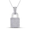 Image 1 : Mens Round Diamond Lock Padlock Charm Pendant 1-1/2 Cttw 10kt White Gold - REF-76R5X