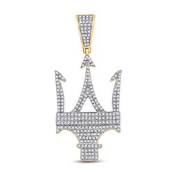 Mens Round Diamond Maserati Charm Pendant 3/4 Cttw 10kt Yellow Gold - REF-35M5H