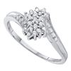 Image 1 : Womens Round Diamond Cluster Ring 1/10 Cttw 10kt White Gold - REF-12Y5N