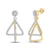 Image 1 : Womens Round Diamond Triangle Dangle Earrings 3/8 Cttw 10kt Yellow Gold - REF-27R9X
