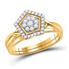 Image 1 : Round Diamond Bridal Wedding Ring Band Set 1/3 Cttw 10kt Yellow Gold - REF-24K5Y